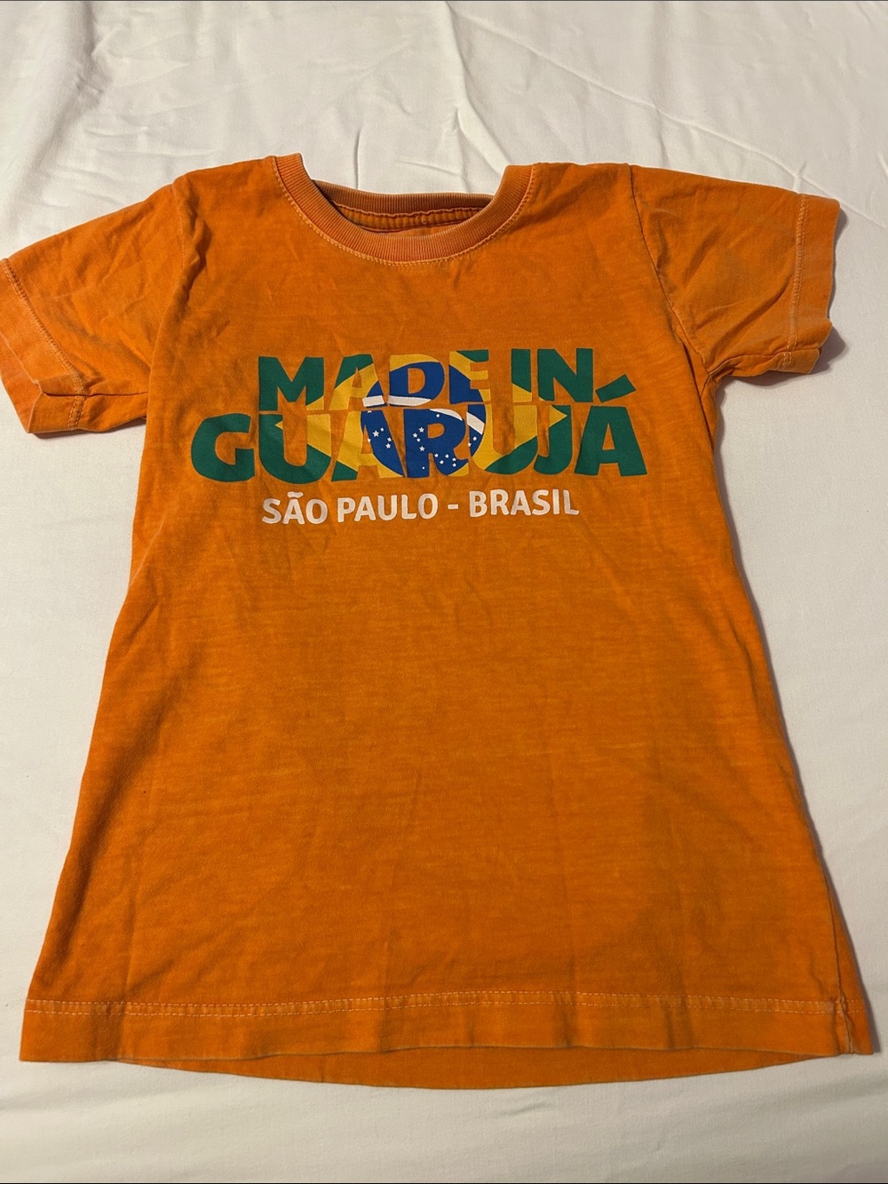 Kids Orange 'Made in Guarujá' Graphic Tee